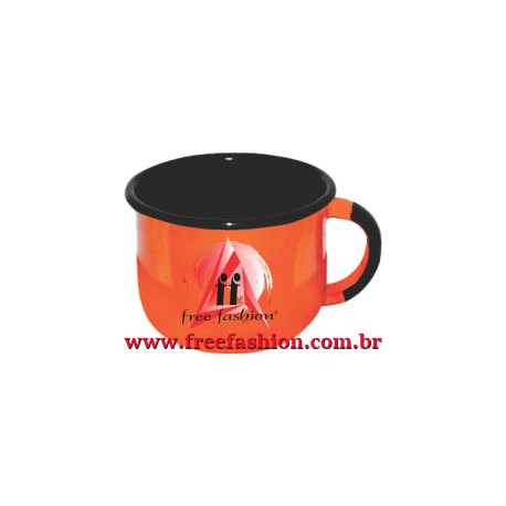 12030 CANECA ESMALTADA 70 ML LARANJA PINTURA INTERNA NA COR  PRETA