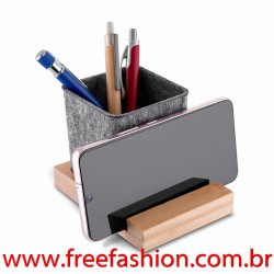 PCL120 Porta objetos/smartphone em feltro e bambu