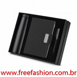 CJ300 Kit escritório Caderno, Garrafa e Caneta Metalica